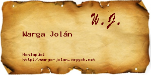 Warga Jolán névjegykártya